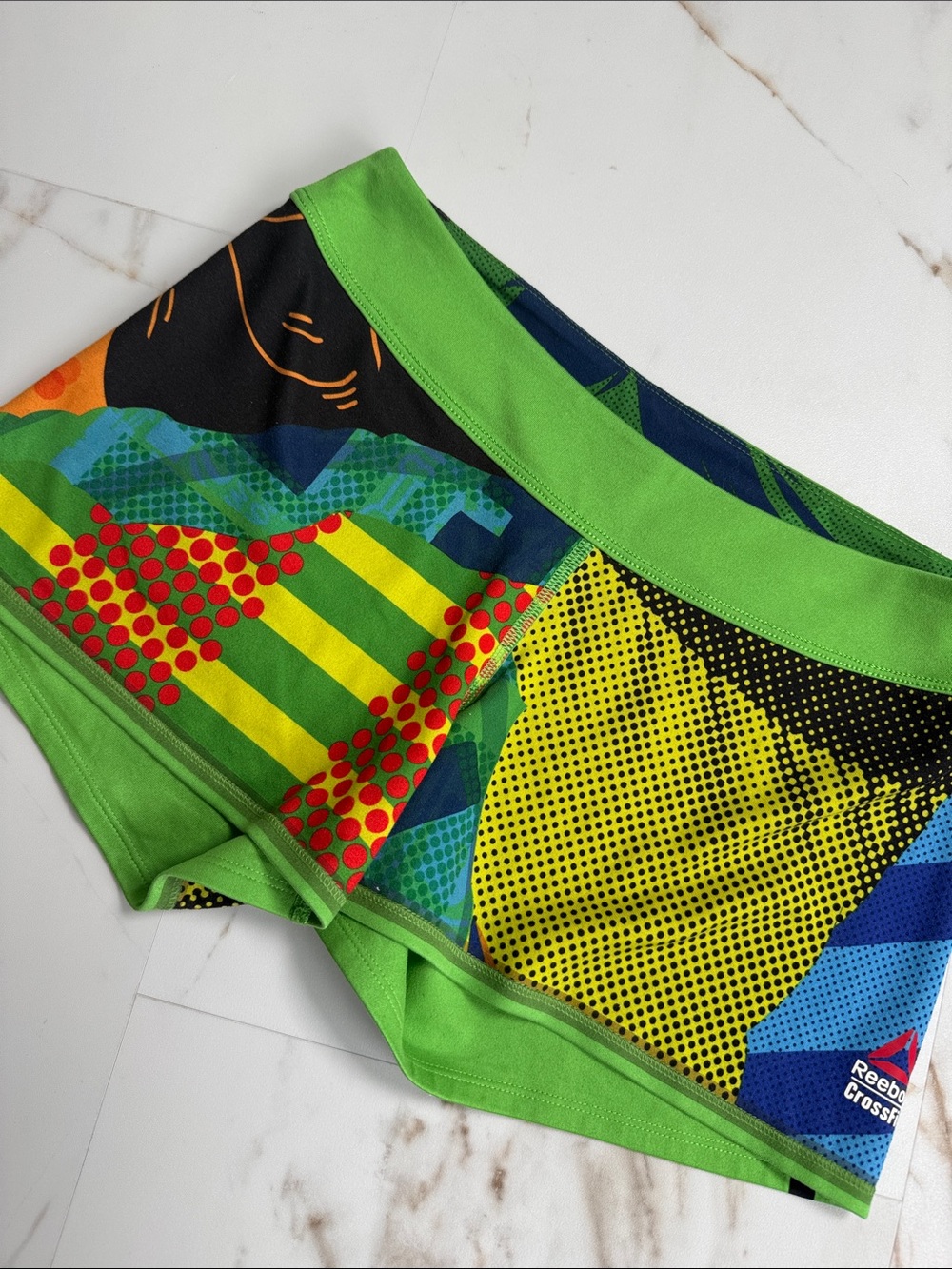Retro Reebok Crossfit Bright All Over Print Micro Shorts WOD Run Fitness